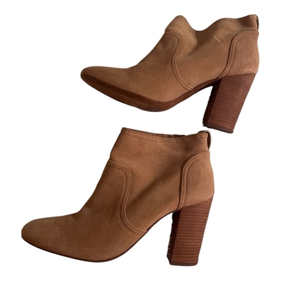 Tory Burch Tan Ankle Booties with Block Heel - Picture 1 of 10